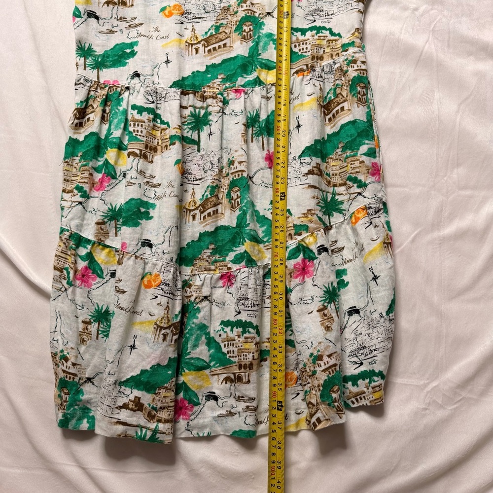 Cynthia Rowley 100% Linen Amalfi Coast Novelty Print Tiered Dress Small Boho - Picture 7 of 9